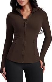 AVGO Womens Workout Jackets Lightweight Athletic Zip Up Jacket Slim Fit Running Gym Top with Pockets & Thumb Holes at Amazon