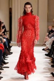 AW17 Red Lace Dress at Giambattista Valli