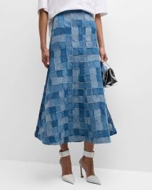 AWAKE MODE Upcycled Denim Flare Skirt at Neiman Marcus