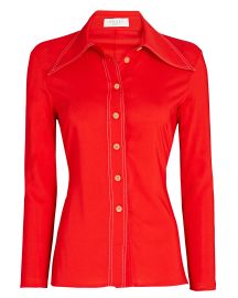 AWAKE Mode Crepe Button-Down Shirt in red reg at Intermix