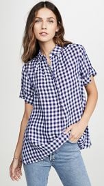 WornOnTV: Gemma’s blue gingham shirt with ruffle trim on The ...