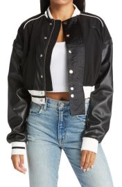 AZALEA WANG Mixed Media Bomber Jacket at Nordstrom