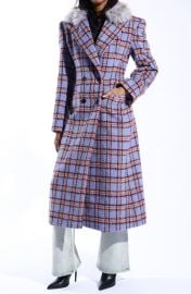 AZALEA WANG Plaid Trench with Faux Fur Collar at Nordstrom
