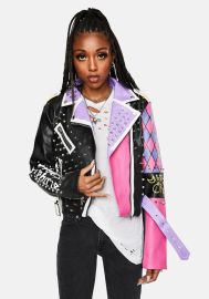 AZALEA WANG Sheeba Kahn Studded Moto Jacket Dolls Kill at Dolls Kill