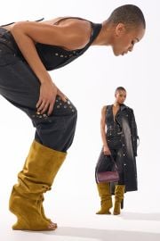 AZALEA WANG VINCENT MUSTARD SUEDE OPEN TOE BOOT AKIRA at Akira