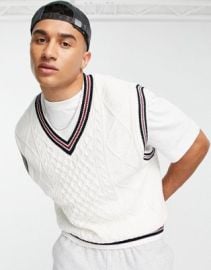 Abercrombie  Fitch cable knit tennis vest in white at ASOS