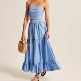 Abercrombie Fitch Poplin Tiered Maxi Skirt at Abercrombie & Fitch