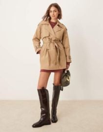 Abercrombie Fitch cropped trench jacket in tan at ASOS
