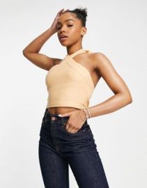 Abercrombie Fitch halter top in beige at ASOS