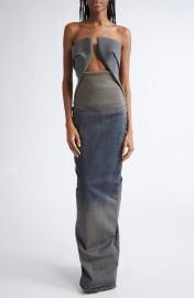 Abito Prong Strapless Gradient Denim Gown at Nordstrom
