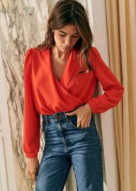 Ablia Blouse - Orange Red - Recycled polyester - Szane at Sezane