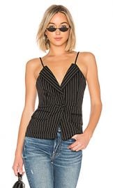 About Us Chloe Blazer Top in Black Pinstripe from Revolve com at Revolve