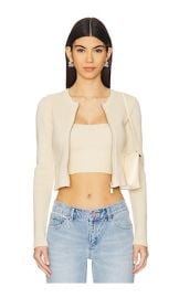 Abrand Nicky Zip Cardigan In Bone at Revolve