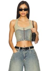 Abrand Roxie Denim Halter Top In Tint Dark Blue at Revolve