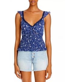 Abstract Dot Print Smocked Top at Bloomingdales