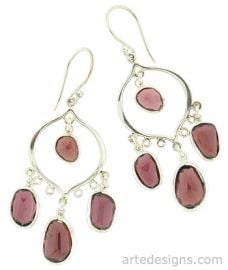 Abstract Garnet Chandelier Earrings at Arte Designs