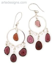 Abstract Garnet Chandelier Earrings at Arte Designs