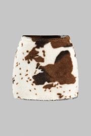 Abstract Print Stitching Detail Skirt Micas at Micas