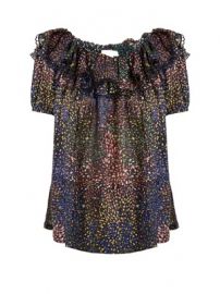 Abstract-print ruffle-trimmed voile top at Matches