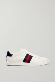 Ace watersnake and canvas-trimmed leather sneakers at Net a Porter