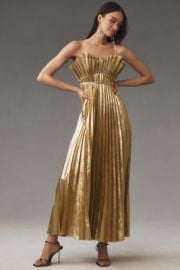 Acler Sanna Pleated Metallic Maxi Dress at Anthropologie