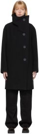 Acne Studios Black Funnel Neck Coat at ssense