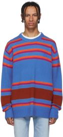 Acne Studios Blue Striped Nimah Sweater at SSENSE