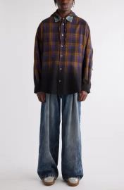 Acne Studios Check Button Up Overshirt at Nordstrom