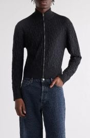 Acne Studios Debossed Zip Up Wool Cardigan at Nordstrom