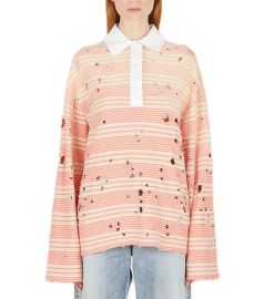 Acne Studios Distressed Long Sleeved Polo Shirt at Cettire