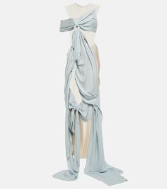 Acne Studios Gathered satin and mesh gown at Mytheresa