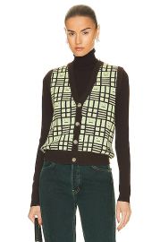 Acne Studios Knit Vest in Pale Green Cacao Brown FWRD at Forward