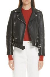 Acne Studios Mock Core Leather Moto Jacket in Black  at Nordstrom