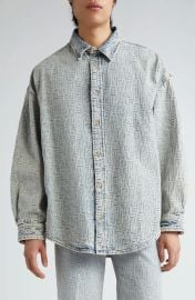 Acne Studios Monogram Cotton Jacquard Button Up Shirt at Nordstrom