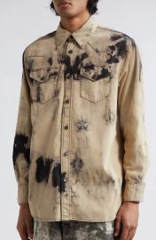 Acne Studios Relaxed Fit Tie Dye Denim Button Up Overshirt at Nordstrom