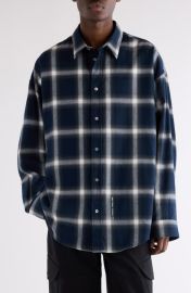 Acne Studios Setar Shadow Check Long Sleeve Flannel Button-Up Shirt at Nordstrom