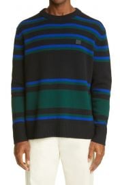 Acne Studios Stripe Face Patch Sweater at Nordstrom