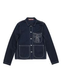 Acne Studios bow-embroidered Denim Jacket Blue at Farfetch