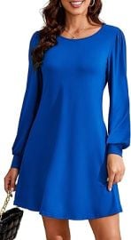 Actcat Womenx27s Casual Dresses Long Sleeve Crew Neck Dress with Pockets at Womens Clothing store at Amazon