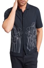 Actton Embroidered Short Sleeve Knit Button-Up Shirt at Nordstrom