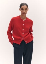 Ada Crewneck Cardigan in Poppy Red Daughter at &Daughter