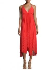 Adalyn Chiffon Halter Midi Dress  Red at Neiman Marcus