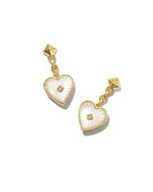 Adalynn 18k Gold Vermeil Heart Drop Earrings in Ivory Mother-of-Pearl Kendra Scott at Kendra Scott