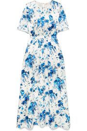 Adam Lippes   Floral-print hammered-silk maxi dress at Net A Porter