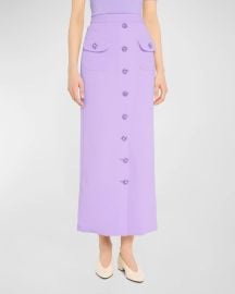 Adam Lippes Dakota Wool Crepe Pencil Skirt with Crystal Buttons at Neiman Marcus