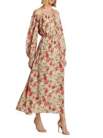 Adam Lippes Floral silk off the shoulder dress at Saks Fifth Avenue