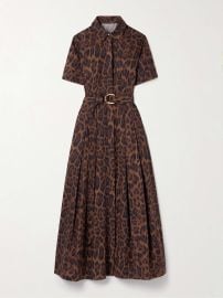 Adam Lippes Leighton Leopard Print Belted Midi Shirtdress at Net a Porter