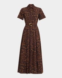 Adam Lippes Leighton Leopard Print Belted Midi Shirtdress at Neiman Marcus