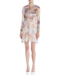 Adam Lippes Long-Sleeve Crewneck Velvet Burnout Mini Cocktail Dress at Bergdorf Goodman