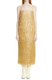 Adam Lippes Metallic Fringe Slipdress at Nordstrom